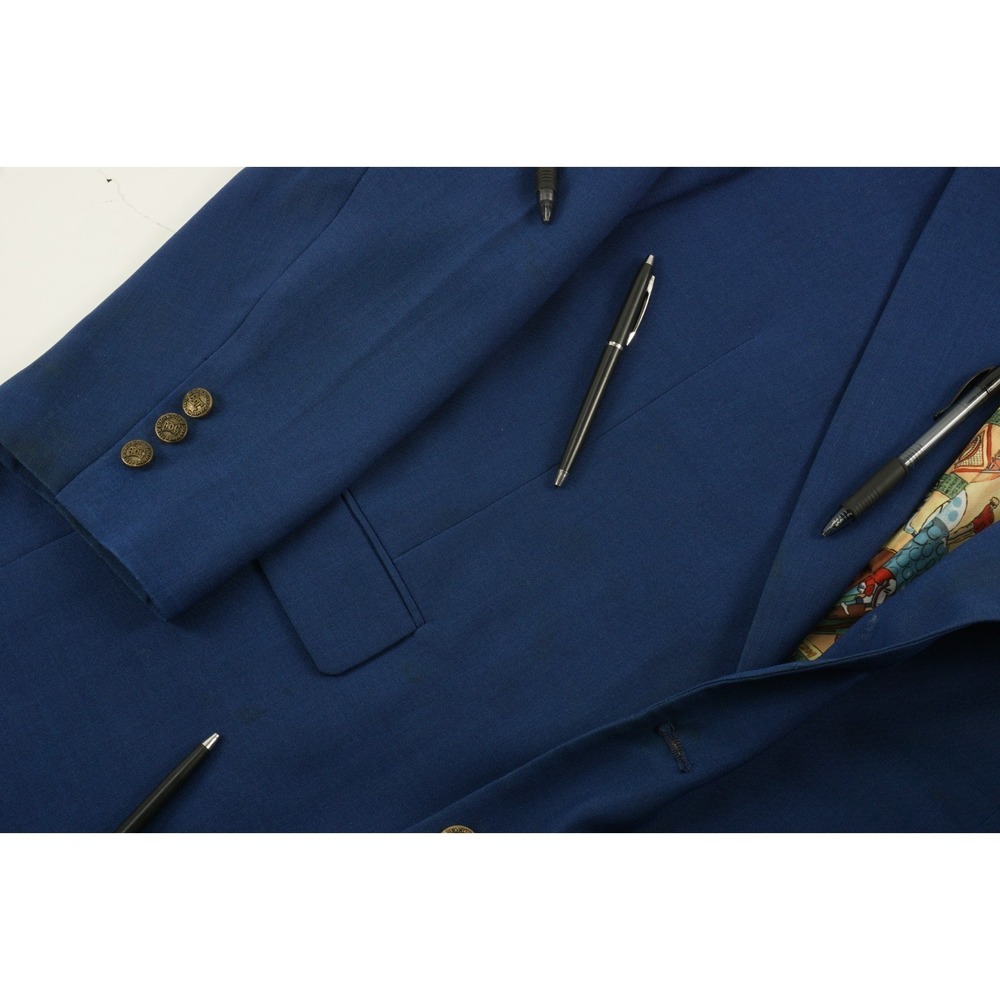 Vintage 70s 80s Palm Beach Blazer of Champions Stretch Blue Baseball Brass 44R - Picture 12 of 16